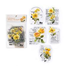 10pcs/Pack Floral Theme Botanical Flower Branch Leaves Scenery Collage Transparent Stickers, Vintage English Phrase Notes, Scrapbooking Supplies, Waterproof Stickers For Planner DIY, Stationery Scrapbook Supplies - Multicolor - View 13