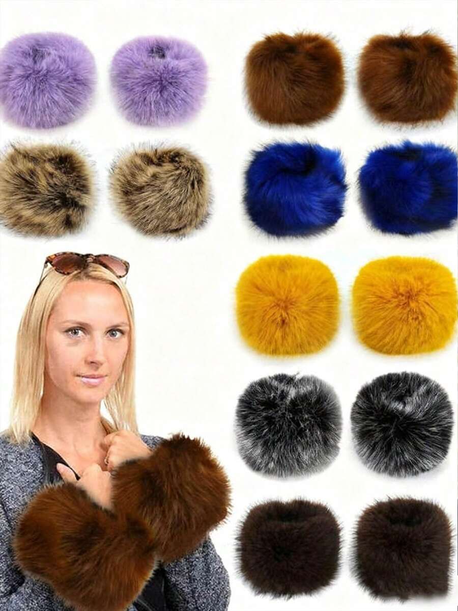 1 pieza Puño de piel sintética, brazalete suave y esponjoso con bucle, adecuado para clima frío, calentador de muñeca esponjoso para mujeres, manga de muñeca peluda para niñas, disfraz del Día de San Valentín