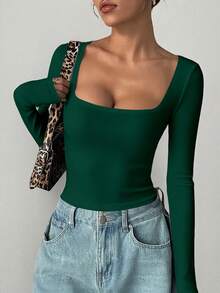 imisic 这款女士性感纯色方领连体裤，采用方领设计，是一款必备的基础款紧身塑形服饰，适合户外穿着。修身剪裁，方领紧身连体裤设计，适合运动、居家和日常活动，完美诠释了春天的气息。 - 綠色 - 查看 8