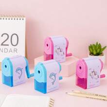1pc Unicorn Design Pencil Sharpener, Cartoon Plastic Manual Pencil Sharpener For School, Back To School Essential, School, Office Supplies, Stationery, Student And Workplace Necessity