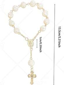 30pcs Rose Beaded Bracelet, Acrylic 3D Rose Beaded Bracelet, Comes With Organza Bag, Suitable As Baptism Gift, First Communion Gift, Party Favor, Wedding And Other Celebration Gift - Golden - View 6