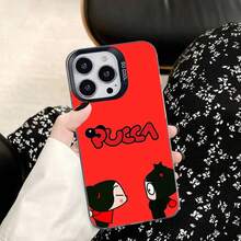 Funda de Teléfono a Prueba de Golpes Plateada Elegante de Muñeca China Pucca y Garu para 17,16,15,14,13,12,11 Pro Max, Plus - Z1 - Ver 13