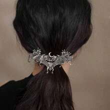 1PC Retro Punk Bat Halloween Hair Clip Dark Hip Hop Animal Hair Clip Fashion Hair Accessory Jewelry Gift - 銀色 - 查看 5