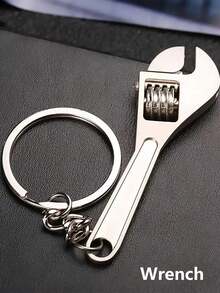 1pc Stainless Steel DIY Father's Day Keychain With Hammer, Screwdriver And Wrench Pattern, Great Gift For Dad, Men's Tool - Silver - View 4