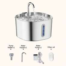 2.2升/74盎司不锈钢自动猫咪饮水器，宠物饮水器配件，自动猫咪水碗，狗狗水碗 - 2.2升 - 查看 14