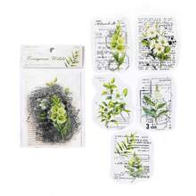 10pcs/Pack Floral Theme Botanical Flower Branch Leaves Scenery Collage Transparent Stickers, Vintage English Phrase Notes, Scrapbooking Supplies, Waterproof Stickers For Planner DIY, Stationery Scrapbook Supplies - Multicolor - View 18