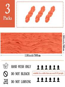 3 piezas Cheesecloth naranja Camino de mesa 35 X 118 pulgadas (Aprox. 90 X 300 cm) Tela de cheesecloth transparente Caminos de mesa, a granel para boda, fiesta, baby shower, decoración de ducha nupcial - Naranja - Ver 3