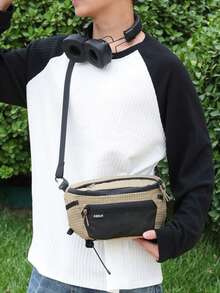 1pc Fashionable Minimalist Patchwork Men's Sling Bag, High-Quality Nylon Material, Large Capacity For Daily Essentials, Unisex Chest Bag For Commuting And Shopping, Comfortable Adjustable Strap Can Be Worn On Shoulder Or Attached To Backpack To Increase Storage Space, Multifunctional And Practical Men's Waist Bag. - Multicolor - View 8