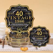 10pcs/20pcs/30pcs/60pcs,1986 Vintage 40th Birthday Party Supplies Set - Black & Gold "Aged 40 Years" Disposable 7inch And 9inch Scalloped Paper Plates With Gold Edge & 9oz Cups For Men And Women Anniversary Single Birthday Party Supplies | 40th Anniversary Limited Edition Celebration Tableware - 多色/40歲 - 查看 2