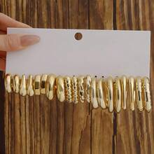 1 Set Fashionable Minimalist Geometric Pattern CCB Earrings Set, Suitable For Daily Wear, Birthday/Holiday Gift For Friends - Yellow Gold - View 6