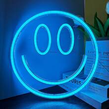 1pc Neon Smiling Face Light, LED Neon Face Wall Decor Sign, USB Powered Yellow Neon Light, Suitable For Bedroom, Room, Wedding Party Decoration - Multicolor - View 15