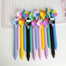 1/5pcs Valentine's Day Series Hot Air Balloon Retractable Ballpoint Pen, Push-Button Neutral Pen, Creative Writing Stationery, Valentine's Day Themed Pen, Cartoon Neutral Pen With Soft Grip, 0.5mm Black Ink Pen, Kawaii Office & School Supplies, Writing Essential, Fun Writing Tool, Cute Design, Durable Plastic, Comfortable Grip, Girl Gift, Student, Valentine's Day Gift, Various Holiday Gifts, Back To School Essential (Random Style)