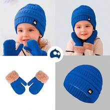 Bluelander Juego de Gorro, Bufanda y Guantes de Invierno, Calentador de Cuello para Nias y Nios, Set de 4 piezas para Nia y Nio, a Prueba de Viento, Forro de Lana - Talla Única + Azul - Ver 6