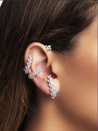 女士不对称耳环，奢华闪亮锆石耳环吊坠，独特设计，时尚饰品