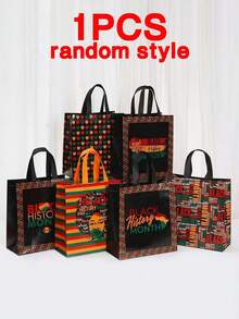 1/3/6pcs Simple Daily Large Capacity Handbag Gift Non Woven Black Day Printed Handbag Bar Packaging Bag Waterproof - Multicolor - View 10