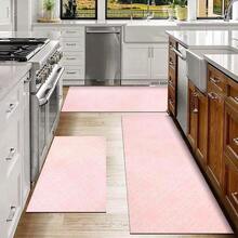 1/2/3pcs Kitchen Rug With Rubber Backing Farmhouse Kitchen Mats For Floor Non Slip Kitchen Area Rug For Laundry Room Entryway Hallway Pink - 彩色 - 查看 2