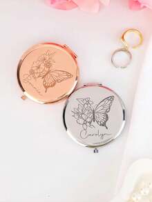 Personalized Butterfly Birth Commemorative Makeup Mirror, Engraved Pocket Mirror, Gift For Her, Bridal Shower Gift, Wedding Gift, Mother's Gift, Valentine's Day Gift, Birthday Gift, Anniversary Gift, Party Gift, Sister Gift, Best Friend Gift