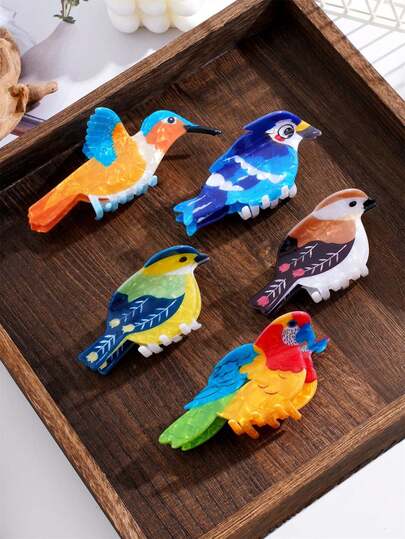 1pc Cartoon Creative Colorful Bird Design Large Hair Claw, Cute Sweet Versatile Animal Hair Clip, Non-Slip Strong Fashion Headpiece, Suitable For Holidays, Parties, Daily Use And Gifts Women Hair Accessories Casual Hair Clutch Elegant Claw Clip Summer Beach Vacay