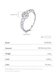 MODIAN D Color VVS1 Square Moissanite Ring, 925 Sterling Silver Brilliant Wedding Band, Exquisite Jewelry Gift For Women - Silver - View 4