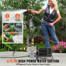 Bomba de chorro para pozos poco profundos de acero inoxidable  3/4HP SUS304, 115 voltios, 18,5 GPM, 131 pies de altura máxima, para sistema de riego de jardines agrícolas, suministro de agua a gran altura, ducha de refuerzo - 115 voltios, 18,5 GPM - Ver 2