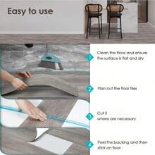 25 Packs/50 Packs Of 3D Wood Grain Vinyl Floor Tiles, Measuring 15.75 Inches X 5.91 Inches, Can Be Torn And Pasted PVC Floor Stickers, Removable And Reusable, Suitable For Home Decoration, Living Room, Bedroom, Dining Room, Dormitory, Etc. - 灰色 - 查看 4