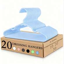 10/20/30个装 结实耐用的塑料衣架 - 防滑，29.5厘米/11.61英寸（白色、黑色、蓝色、粉色、绿色、灰色），肩部带凹槽，抓力强劲 - 非常适合家庭衣柜、宿舍和衣橱收纳 - 彩色 - 查看 27