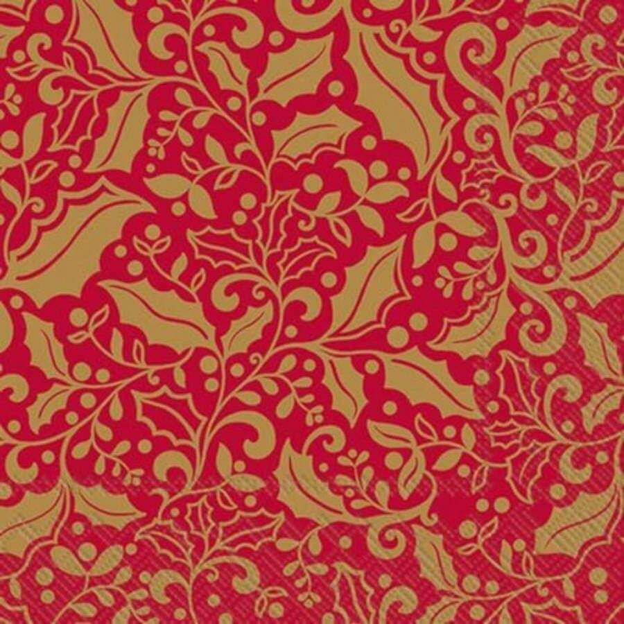 IHR Home Range - Servilletas desechables de papel de 3 capas para el almuerzo, 16,5 x 16,5 cm, árbol decorado, 20 unidades(Brillo navideño (rojo y dorado) 5" x 5") - Multicolor - Ver 1