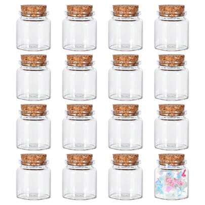 16Pcs Glass Bottles With Cork Stoppers, 50 ML/1.7 Oz Mini Small Glass Bottles For DIY Art Crafts Message Decoration For Wedding Birthday Gifts Party Favors