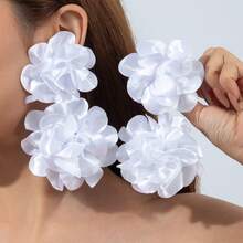 Multi-Colored Flower Earrings, Simulated Large Earrings, Faux Flower Earrings - 27843-6-yellow - View 7