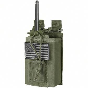 Outdoor Multifunctional Walkie Talkie Hanging Bag, MOLLE Tactical Radio Pouch, Sports Tool Storage Waist Pack With National Flag Patch