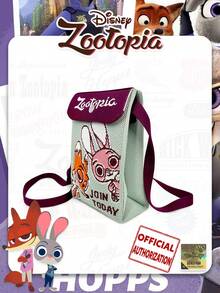 疯狂动物IP卡通尼克和朱迪翻盖斜挎包，小钱包，外出必备，手机袋，轻便可折叠单肩包，适合日常聚会、派对、购物、日常搭配、节日礼物 - 彩色 - 查看 2