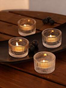 4/6/8/12/18/24/36pcs Candle Holder Set, Small Glass Tea Light Votive Candle Holders (Candles Not Included), Glass Candle Stands, Decorative Candle Holders - Candle Holder Rack, Perfect For Wedding Table Centerpieces And Holiday Party Home Decor - Multicolor - View 4