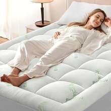 Rayon Bamboo Pillow Top Mattress Topper For Hot Sleepers, Cooling Mattress Pad With 8 - 21" Deep Pocket - White - View 6