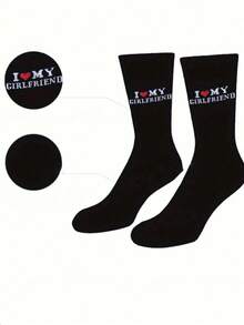 1 para skarpetek walentynkowych z listem miłosnym dla par (połowa pary), dzianina z mieszanki poliestru i spandexu, oddychające i wygodne, można prać w pralce, prezent dla chłopaka i dziewczyny - Wielokolorowe - Zobacz 3