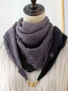 1 pieza Bufanda de contraste de color vintage con degradado de poliéster y broche magnético, cálido cuello envolvente