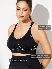 Ropa deportiva para mujer, prendas de yoga, ropa deportiva sin costuras de alto soporte, que absorbe la humedad, transpirable, para exteriores, tallas grandes y curvas - Negro - Ver 3