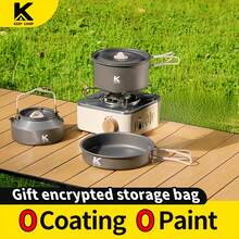 JETBEAM 便携式露营炊具套装：中号锅 + 煎锅 + 1.1升水壶 | 可折叠设计，包含餐具 | 紧凑型户外露营烹饪套装，是节日礼物、露营装备和野餐的理想之选 - 灰色 - 查看 3