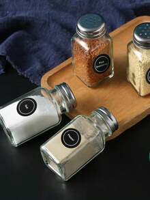 1/5 Sheets 180pcs Spice Labels Round Adhesive Spice Jars Labels Stickers Blank Writable Labels Seasoning Labels For Kitchen Pantry Jars Caps Food Containers Spice Organizers - Black - View 3