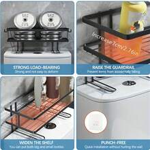 Space-Saving Over-The-Toilet Bathroom Shelf - Carbon Steel Storage Rack With Non-Punching Installation, Shampoo & Shower Gel Organizer, Modern Black Design For Compact Bathroom Organization, Bathroom Organizers And Storage Bathroom Accessories Bathroom Tools - Multicolor - View 7