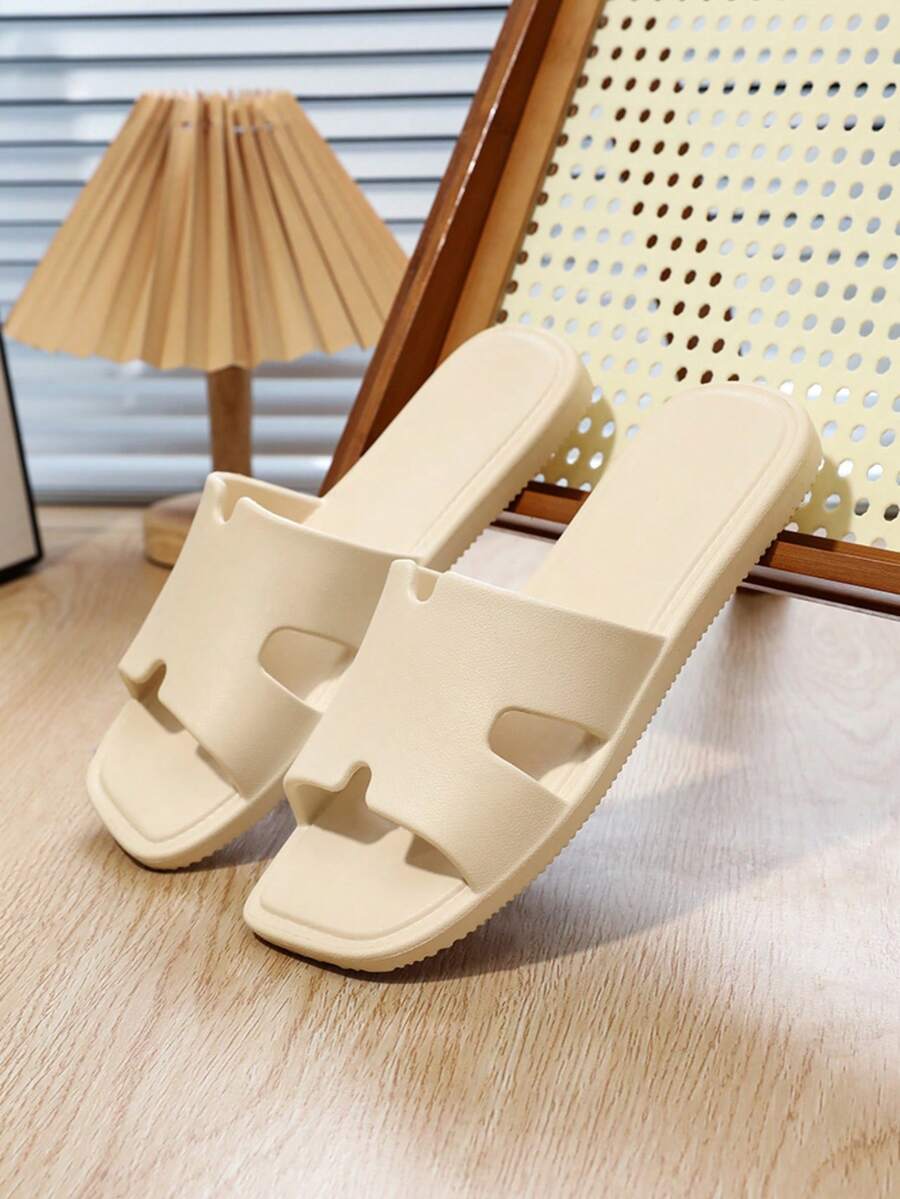 Slippers Black Slippers French Open Toe Slippers Women's Summer Outdoor Wear Soft Bottom Flat Roman Style Casual Versatile Sandals Fashionable Summer Women's Indoor Outdoor Slip-Resistant Soft Bottom Summer Sandals - Beige - View 1