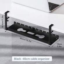 Khay quản lý dây cáp dưới bàn làm việc, bằng thép, có 3 khe, lắp đặt dạng kẹp, thích hợp cho bàn làm việc tại nhà và văn phòng (Màu đen) - màu đen - Xem 10