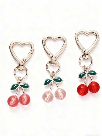 Hermoso llavero de cereza, llavero de mochila decorado con cerezas, llavero decorado con cerezas accesorio Y2K, accesorios de mochila, accesorios góticos lindos, cordones con soporte para identificación, accesorios de coche, encantos de bolso, regalo de Navidad, regalo para maestro, amigo, hermana