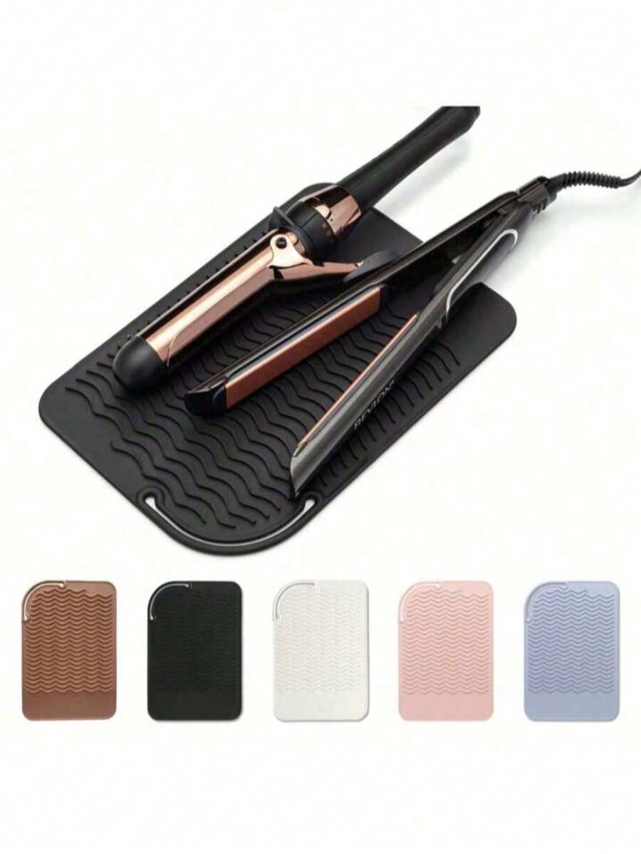 Larger Size Silicone Heat Resistant Mat For Curling Irons, 5Pcs/3Pcs/1pc Flat Irons, Hair Straightener And Other Hair Styling Tools, Portable Hot Tools Pad Cover For Travel Vanity Salon - Multicolor - View 1