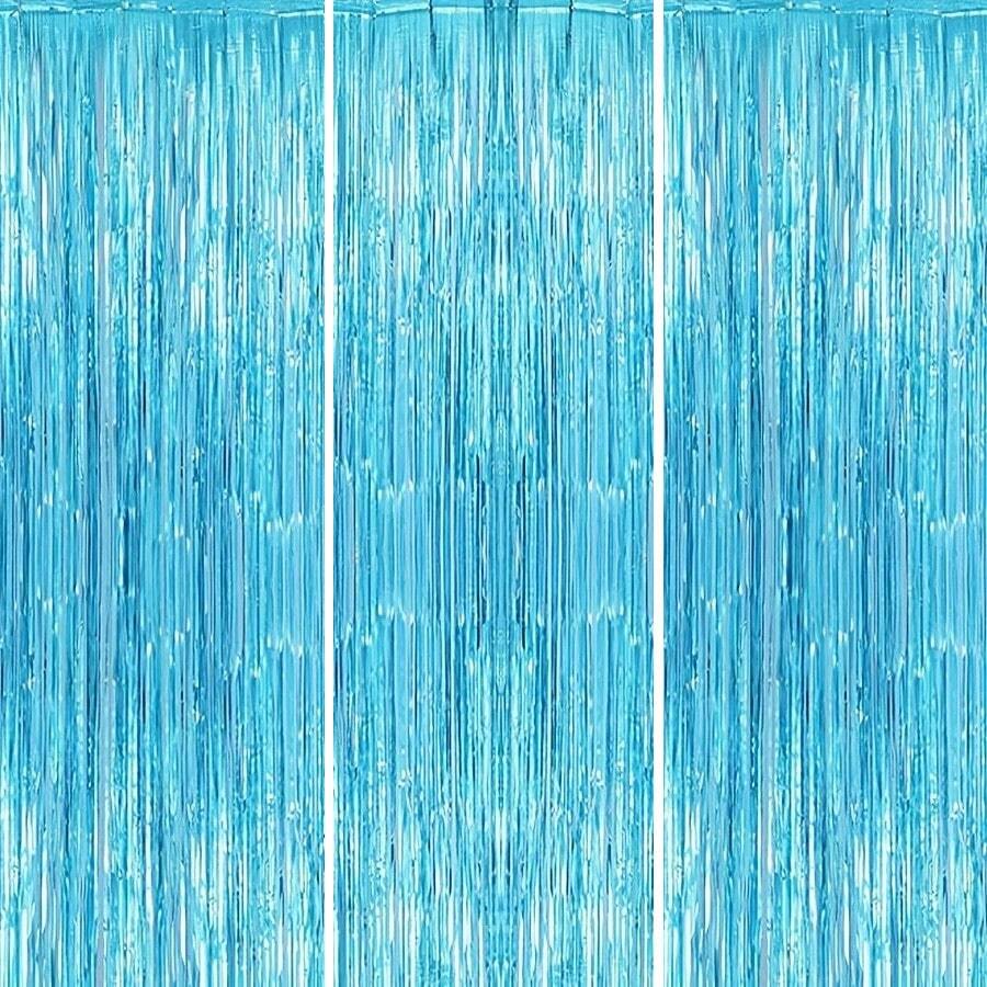 Bộ 3 dải ruy băng tua rua màu xanh nhạt 100*200cm, dùng trang trí tiệc, thiết kế họa tiết kim loại sáng bóng, thích hợp làm đạo cụ chụp ảnh studio, tiệc sinh nhật, tiệc cưới, đám cưới, trang trí ngày lễ, Giáng sinh, phông nền, trang trí tiệc, tạo kiểu sự kiện, đạo cụ chụp ảnh, ruy băng trang trí, tua rua bền, vải nhẹ, trang trí sự kiện, rèm phông nền, tiệc cưới, Ngày của Mẹ, phông nền tốt nghiệp. - xanh nhạt - Xem 1