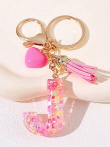 1pc Pink Heart Shaped Creative Keychain, 26pcs A-Z English Letter Children's Bag Accessories, Butterfly Letter Pendant Keychain, Valentine's Day Heart Keychain, Couples Keychain, Gift - Pink - View 22
