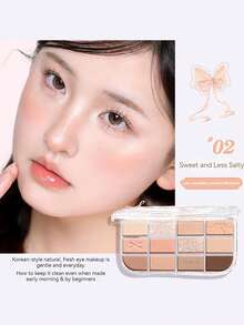 NOVO Long-Lasting Matte & Shimmer Eyeshadow Palette, Vibrant Multicolor Eyeshadows For Daily, Party, Stage Makeup, Suitable For New Year, Christmas, Y2K Looks - 02# Sweet and Less Salt - View 11