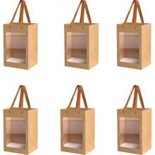 6pcs Window Bag, Gift Bag, Birthday Gift Paper Bag, Holiday Party Kraft Paper Outer Packaging Bag, Vertical Window Paper Bag, Party Supplies, Wedding, Bag, Birthday, Party, Party Decoration, Bride, Wedding, Bachelor Party, Bridesmaid Bag, Bride Gift - Multicolor - View 15
