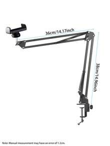 Adjustable Slouchy Arm Phone Holder, Foldable Metal Clamp Mount For Smartphone & Tablet, Bedside/Desk Stand Compatible With IPhone, Android Phone, Gift For Birthday, Family, Friends For Office, Dorm And Home Use Gifts Birthday Home Dorm Office 360 Degree Rotating Phone Stand Strong Load-Bearing - Black - View 3