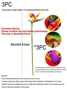 3pcs Artificial Paradise Bird Of Paradise Greenery, 24.4 Inches (Approx. 62cm), Suitable For DIY Home Decor, Garden, Office, Balcony, Wedding Party Theme Display, Autumn Decor, Indoor/Outdoor Plants, Store Decoration, DIY Crafts, Tabletop Centerpieces, All Season