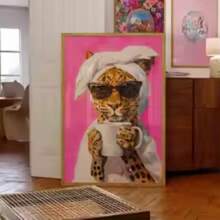 1 لوحة كانفاس، لوحة زيتية بسيطة لنمر يشرب القهوة، لغرفة الطعام، ملصق مطبخ ملون وأنيق، ملصق صباحي حيوي، هدية مثالية للأصدقاء والعائلة، عيد الحب، رأس السنة، منزل جديد - بدون إطار - متعدد الألوان - مشاهدة 4